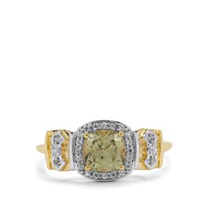 'Queen Mary's Bar' Csarite® & White Zircon 9K Gold Ring ATGW 1.25cts