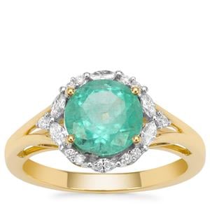 Panjshir Emerald Ring with Diamond in 18K Gold 2.10cts
