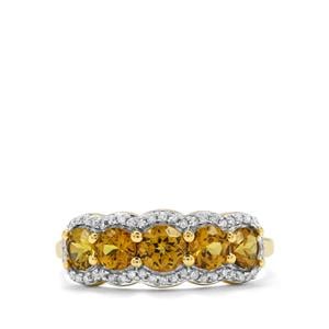 Mansanite™ & Diamond 9K Gold Tomas Rae Ring ATGW 1.85cts