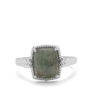 3.71ct Type A Burmese Jadeite Sterling Silver Ring 