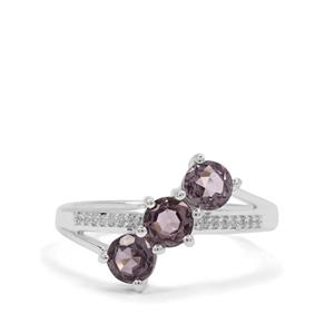Burmese Purple Spinel & White Zircon Sterling Silver Ring ATGW 1.54cts