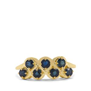 Natural Royal Blue Sapphire 9K Gold Ring 1.25cts