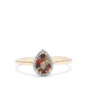 Sopa Andalusite Ring with White Zircon in 9K Gold 0.76ct