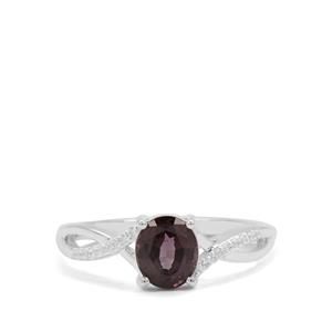 Burmese Purple Spinel & White Zircon Sterling Silver Ring ATGW 1.29cts