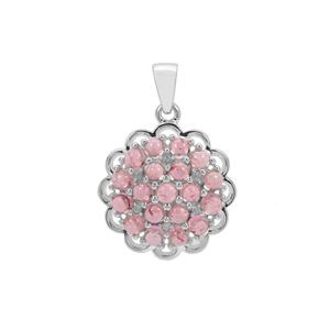 Balas Pink Tourmaline Pendant with White Zircon in Sterling Silver 2.78cts