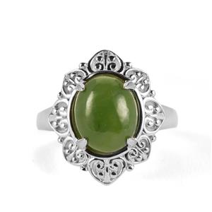 4.14ct Nephrite Jade Sterling Silver Ring