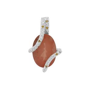 Guyang Sunstone Pendant with Yellow Diamond in Sterling Silver 5.51cts