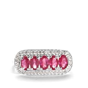 Montepuez Ruby & White Zircon Sterling Silver Ring ATGW 1.61cts