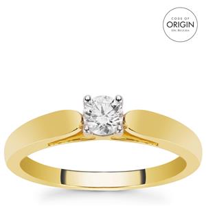 9K Gold Ring with De Beers Code of Origin Diamond 0.30ct