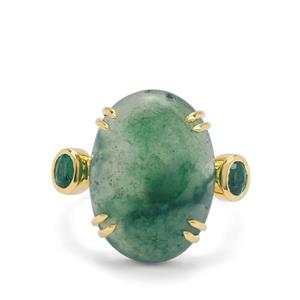 Aquaprase™ & Zambian Emerald 9K Gold Ring ATGW 9.25cts