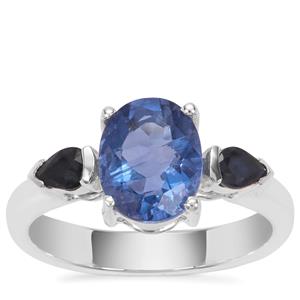 Colour Change Fluorite Ring with Thai Sapphire in Sterling Silver 2.61cts