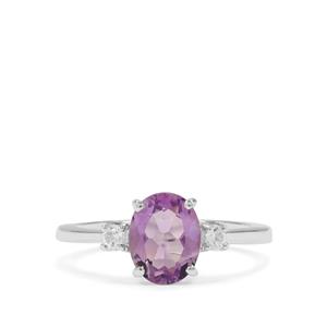 Moroccan Amethyst & White Zircon Sterling Silver Ring ATGW 1.90cts