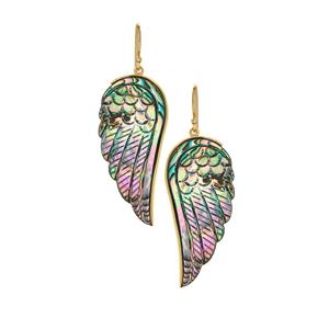 Paua Gold Tone Sterling Silver Angel Wing Earrings(17x40mm)