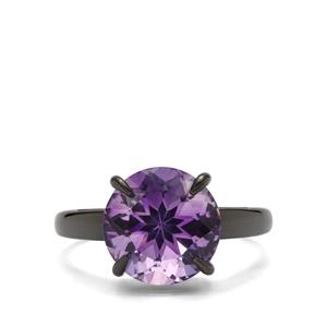 4.35ct Moroccan Amethyst Ruthenium Plated Sterling Silver Ring 