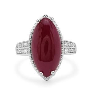 Bharat Ruby & White Zircon Sterling Silver Ring ATGW 11.65cts