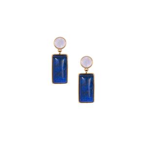 Lapis Lazuli & White Mother of Pearl Gold Flash Sterling Silver Earrings