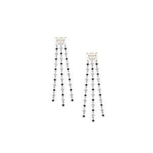Optic Quartz, Black Spinel & White Zircon Sterling Silver Couture Earrings ATGW 6.14cts
