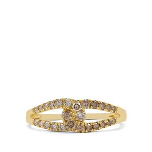 1/2ct Ombre Champagne Diamonds 9K Gold Ring 