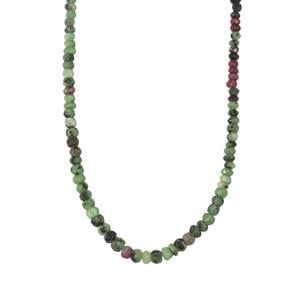 Ruby-Zoisite Bead Necklace in Sterling Silver 57cts