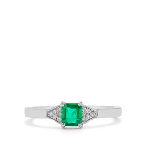 Panjshir Emerald & Diamond Platinum 950 Tomas Rae Ring MTGW 0.50ct