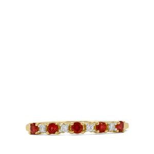 Burmese Padparadscha Colour Spinel & White Zircon 9K Gold Ring ATGW 0.35cts