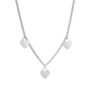 17" 9K White Gold Altro Triple Heart Necklace 4.39g