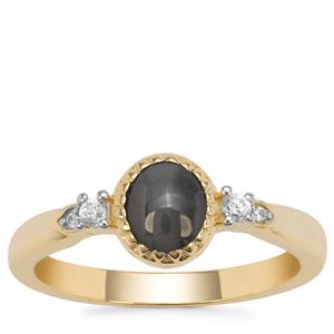 Cats Eye Alexandrite Ring with White Zircon in 9K Gold 1.26cts