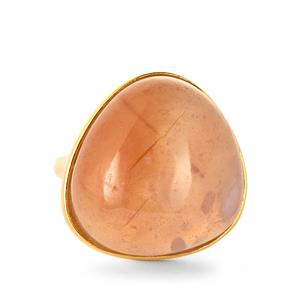 19cts Sakura Agate Gold Tone Sterling Silver Ring 
