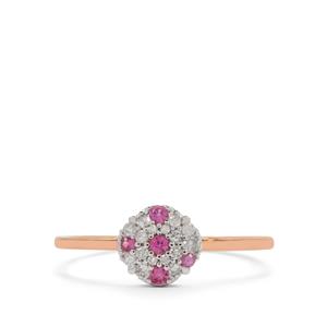 Pink Sapphire & Diamond 9K Rose Gold Ring ATGW 0.22cts 