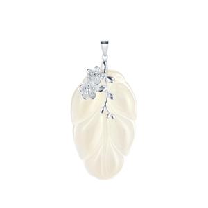 60cts Ice Chalcedony Sterling Silver Leaf Pendant 