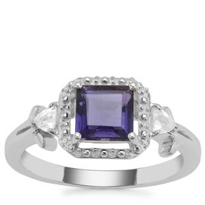 Bengal Iolite Ring with White Zircon in Sterling Silver 1.30cts