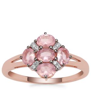 Mozambique Pink Spinel Ring with White Zircon in 9K Rose Gold 0.97ct