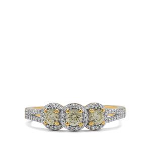 1/2ct Natural Yellow Diamonds & White Diamonds 9K Gold Ring