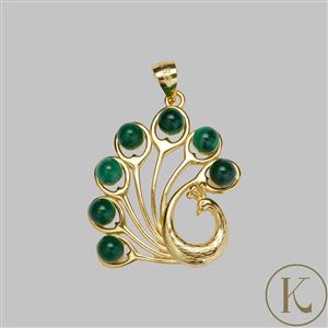 'Le Beau Paon' by Kimbie Malachite Pendant in Gold Plated Sterling Silver 5cts