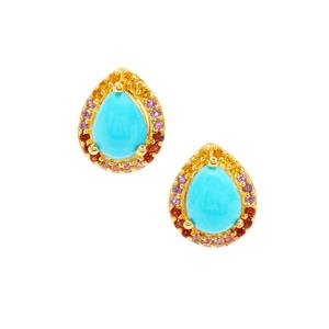  Sleeping Beauty Turquoise and Kaleidoscope Gemstone Midas Earrings 3.40ct