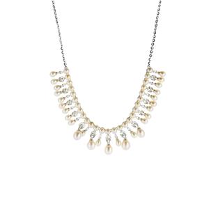 Kaori Cultured Pearl & White Topaz Sterling Silver Necklace