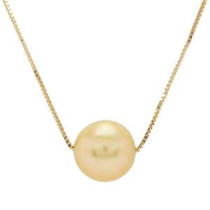 Golden South Sea Cultured Pearl 9K Gold Necklace (10 MM)