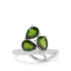 Chrome Diopside & White Zircon Sterling Silver Ring ATGW 2.18cts