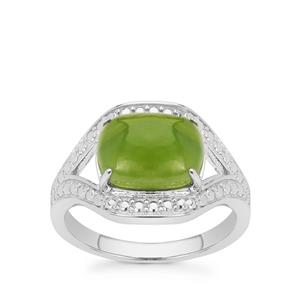 3.20ct Canadian Nephrite Jade Sterling Silver Ring