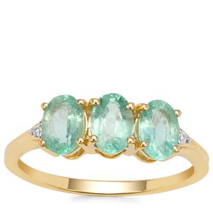 Siberian Emerald Ring with White Zircon in 9K Gold 1.45cts