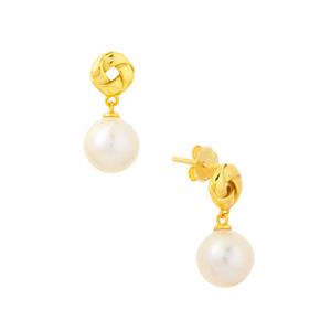 Freshwater Cultured Pearl Gold Tone Sterling Silver Earrings (8.50 MM)