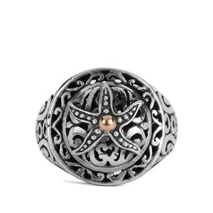 Samuel B Sterling Silver with 18K Gold accents Starfish Ring 6.56g