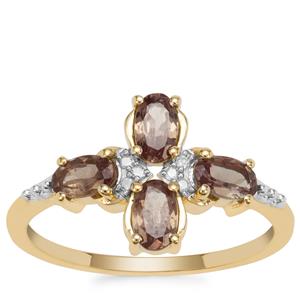 Bekily Colour Change Garnet Ring with Diamond in 9K Gold 1.09cts