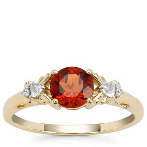 Madeira Citrine Ring with White Zircon in 9K Gold 0.78ct