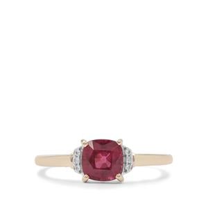 Comeria Garnet Ring with White Zircon in 9K Gold 1.30cts