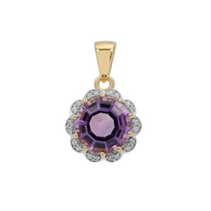 African Amethyst Decadence Pendant with White Zircon in Gold Plated Sterling Silver 3.70cts