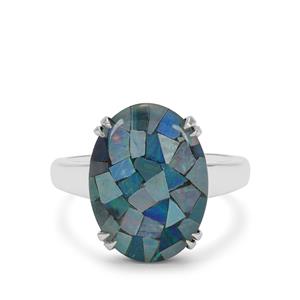 5.20cts Mosaic Opal Sterling Silver Ring 