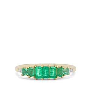 Panjshir Emerald & Diamond 9K Gold Tomas Rae Ring ATGW 0.70ct