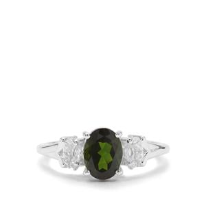 Chrome Diopside & White Zircon Sterling Silver Ring ATGW 1.42cts