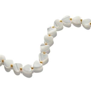 Mother Of Pearl Heart Bracelet With Gold Plated 925 Sterling Silver 8mm